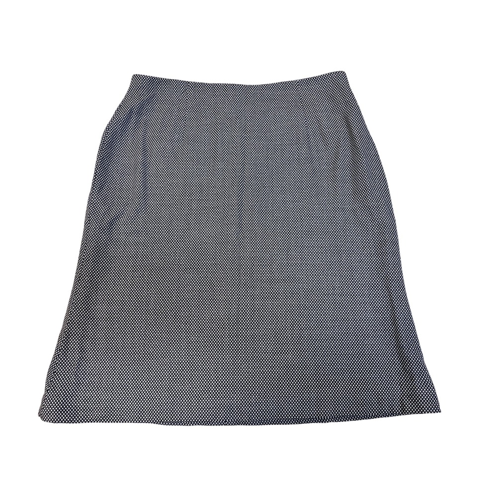 Escada A-Line Skirt Women 44‎ Navy Blue Excellent Wool Silk Blend Micro-Pattern